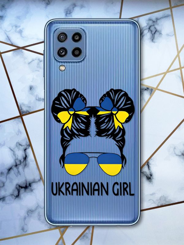 Прозорий чохол Samsung Galaxy M32 / M22 / A22 4G Українська дівчина (патріотичний принт 113)