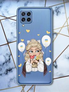 Прозорий чохол Samsung Galaxy M32 / M22 / A22 4G Українка з солодощами (патріотичний принт 175)