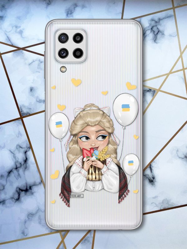 Прозорий чохол Samsung Galaxy M32 / M22 / A22 4G Українка з солодощами (патріотичний принт 175)