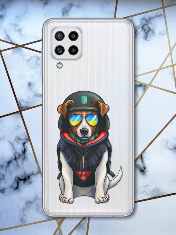 Прозорий чохол на Samsung Galaxy M32/M22/A22 4G :: Пес Патрон (патріотичний принт 4)
