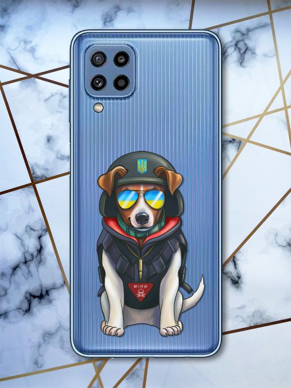 Прозорий чохол на Samsung Galaxy M32/M22/A22 4G :: Пес Патрон (патріотичний принт 4)