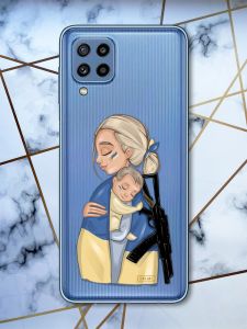 Прозорий чохол для Samsung Galaxy M32 / M22 / A22 4G Захисниця (патріотичний принт 21)