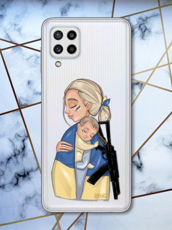 Прозорий чохол для Samsung Galaxy M32 / M22 / A22 4G Захисниця (патріотичний принт 21)