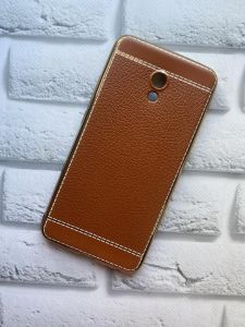 Силіконовий чохол з тисненням і золотим обідком для Meizu M5 Note Світло-коричневий