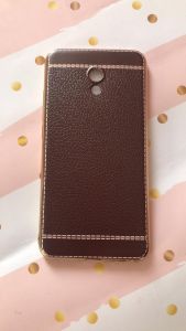 Силіконовий чохол з тисненням і золотим обідком для Meizu M5 Note Коричневий