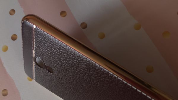 Силіконовий чохол з тисненням і золотим обідком для Meizu M5 Note Коричневий
