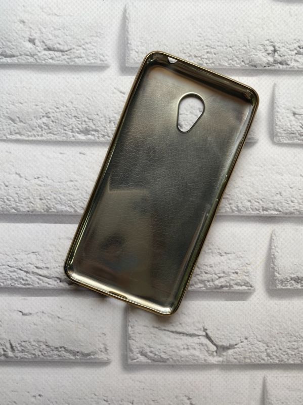 Cиликоновий чохол з тисненням та золотим обідком для Meizu M3s Чорний