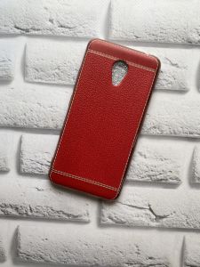 Cиликоновий чохол з тисненням та золотим обідком для Meizu M3s Червоний