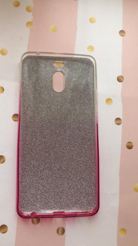 Силіконовий блискучий чохол Meizu M6 Note Срібно-рожевий