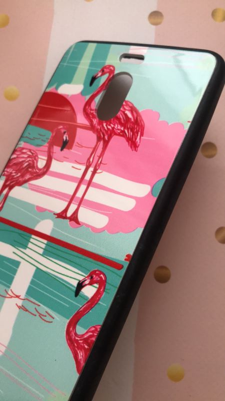 Пластиковий чохол з малюнком для Meizu M6 Note Фламінго на бірюзовому