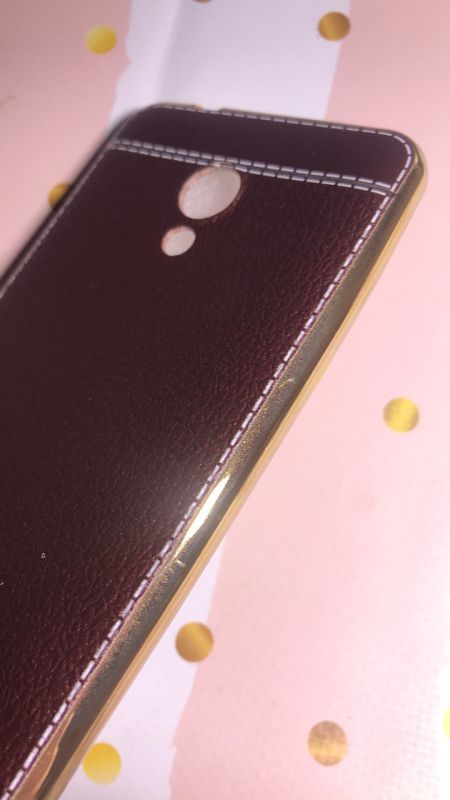 Силиконовый чехол с тиснением и золотым ободком Meizu M5s Коричневый