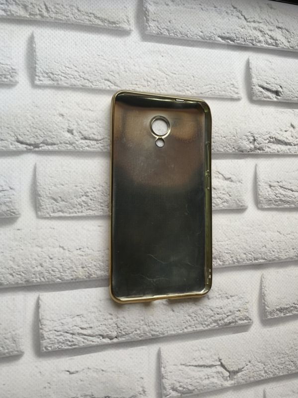 Силиконовый чехол с тиснением и золотым ободком Meizu M5s Чорний