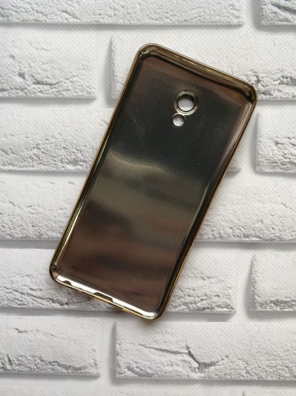 Силіконовий чохол з тисненням та золотим обідком для Meizu MX 6 Коричневий