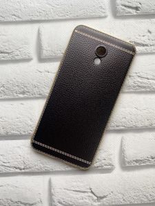 Силіконовий чохол з тисненням та золотим обідком для Meizu MX 6 Чорний