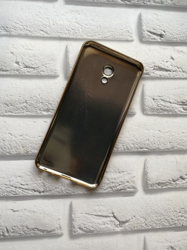 Силіконовий чохол з тисненням та золотим обідком для Meizu MX 6 Чорний