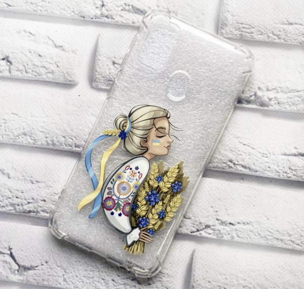 Чохол з потовщеними кутами на Samsung Galaxy М21 Українка з колосками (патріотичний принт 173)