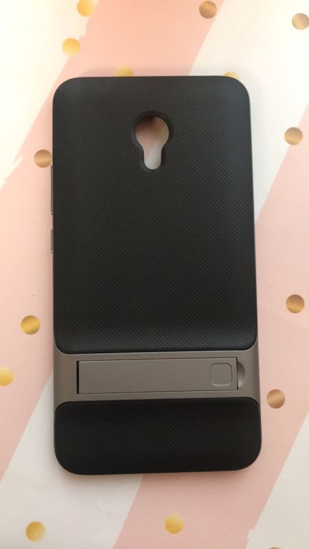 Силіконовий карбоновий  чохол з підставкою для Meizu M3e Чорний