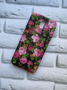 Силіконовий матовий чохол для Samsung Galaxy J6 Plus Дрібні рози на чорному