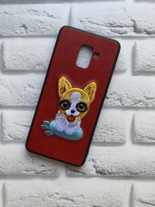 Силіконовий чохол із тканинною вишивкою на Samsung Galaxy A8 Plus 2018 A730 Песик на подушці