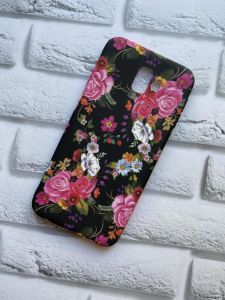 Силіконовий матовий чохол для Samsung Galaxy J6 Plus Букети роз на чорному
