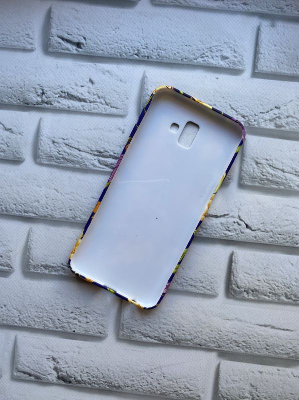 Силиконовый матовый чехол с рисунком на Samsung Galaxy J6 Plus Рожеві та жовті квіти на чорному