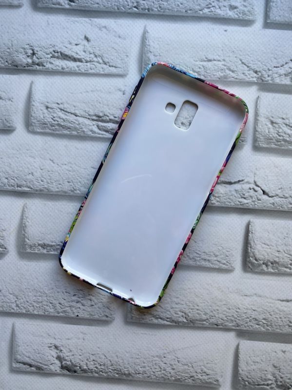 Силиконовый матовый чехол с рисунком на Samsung Galaxy J6 Plus Квіти з синім листям