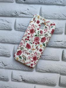 Силіконовий матовий чохол із малюнком на Samsung Galaxy J6 Plus Дрібні квіти на білому