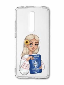 Прозорий чохол для Xiaomi Mi 9T / K20 з патріотичним дизайном "Дівчина з паспортом" принт 13