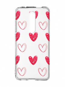 Прозорий чохол на Xiaomi Mi 9T / K20 Сердечка червоні (принт 77)