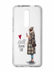 Прозорий чохол на Xiaomi Mi 9T / K20 Дівчина з кавою (принт 59)