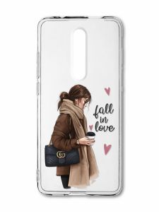 Прозорий чохол на Xiaomi Mi 9T / K20 Дівчина з кавою (принт 112)