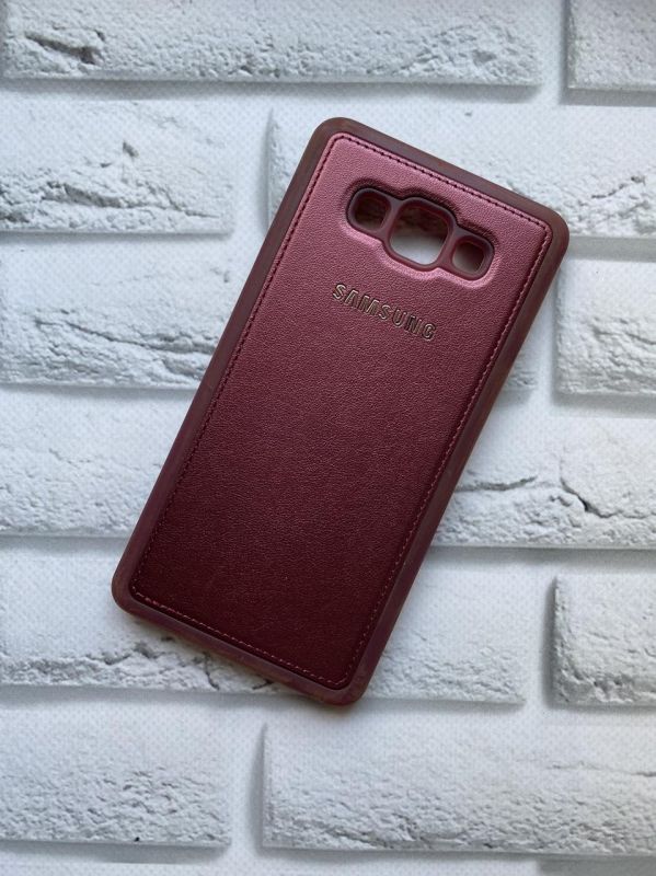 Силіконовий чохол з тисненням та вставкою для SAMSUNG Galaxy A7 Бордовий