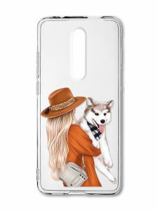 Прозорий чохол на Xiaomi Mi 9T / K20 Дівчина з песиком (принт 115)