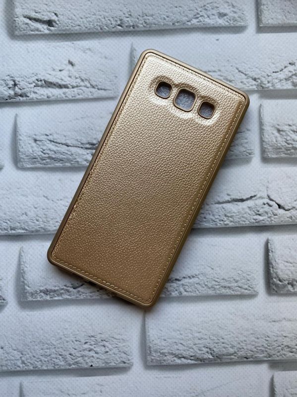 Силіконовий чохол з тисненням та вставкою для SAMSUNG Galaxy A7 Золотий