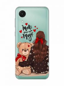 Прозорий чохол на Samsung Galaxy A03 Core / A032 Дівчина з ведмедиком (принт 188)