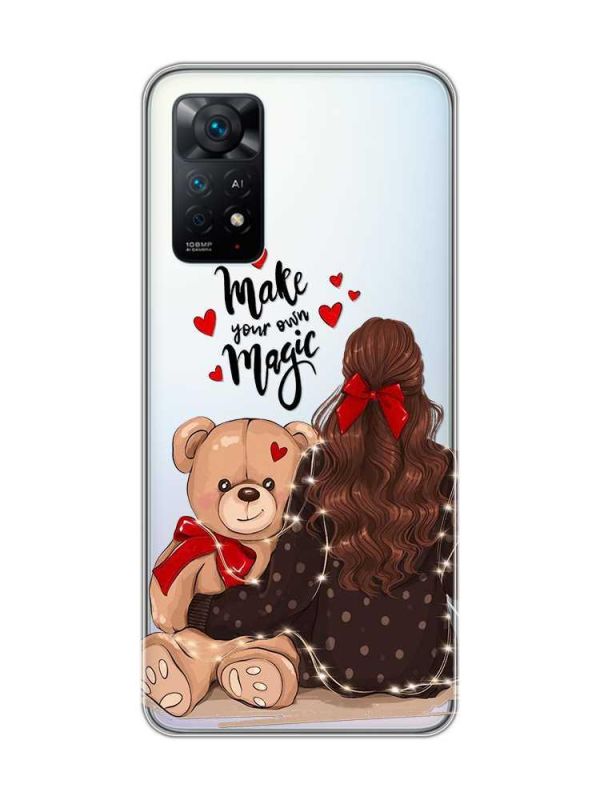 Прозорий чохол на Xiaomi Redmi Note 11 Pro Дівчина з ведмедиком (принт 188)