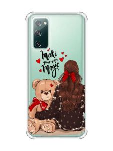 Прозорий чохол з потовщеними кутками на Galaxy S20 FE Дівчина з ведмедиком (принт 188)
