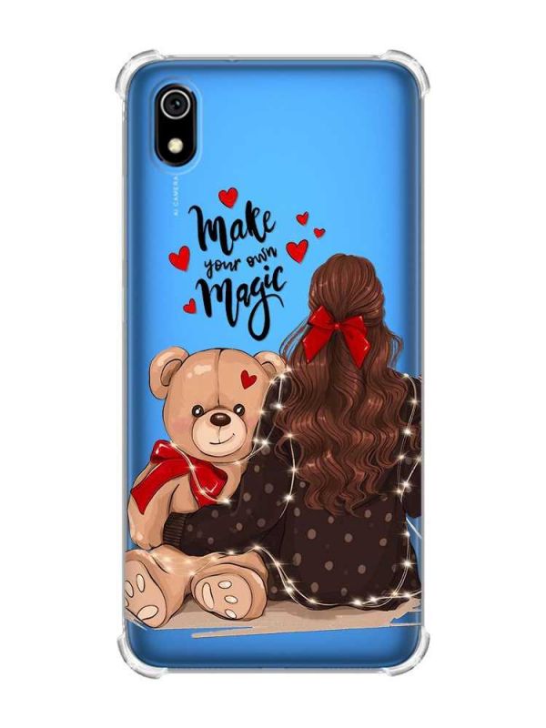 Чохол з потовщеними кутами для Xiaomi Redmi 7A Дівчина з ведмедиком (принт 188)