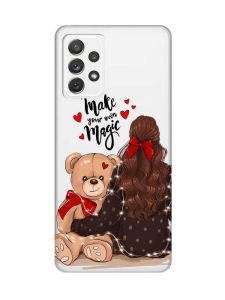 Прозорий чохол на Samsung Galaxy A72/A725  Дівчина з ведмедиком (принт 188)