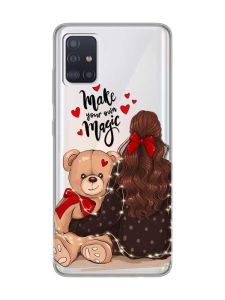 Прозорий чохол на Samsung Galaxy A71/A715  Дівчина з ведмедиком (принт 188)