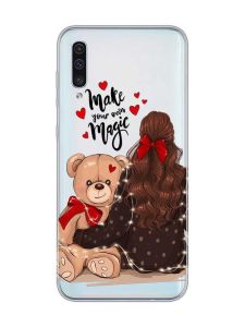Прозорий чохол на Samsung Galaxy A50 (2019) A505 Дівчина з ведмедиком (принт 188)
