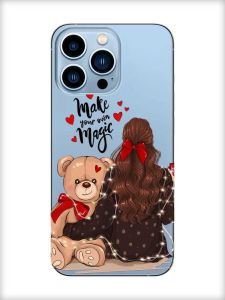 Прозорий чохол на Apple iPhone 13 Pro Max Дівчина з ведмедиком (принт 188)
