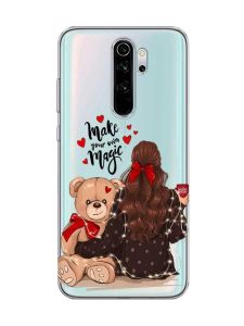 Прозорий чохол на Xiaomi Redmi Note 8 Pro Дівчина з ведмедиком (принт 188)