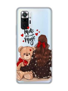 Прозорий чохол для Xiaomi Redmi Note 10 Pro/10 Pro Max Дівчина з ведмедиком (принт 188)