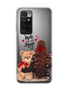 Прозорий чохол для Xiaomi Redmi 10 Дівчина з ведмедиком (принт 188)