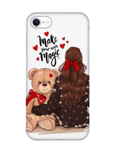 Прозорий чохол для iPhone 7, 8 Дівчина з ведмедиком (принт 188)