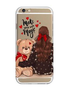 Прозорий чохол на iPhone 6/6s :: Дівчина з ведмедиком (принт 188)