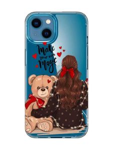 Прозорий чохол для iPhone 13 mini Дівчина з ведмедиком (принт 188)