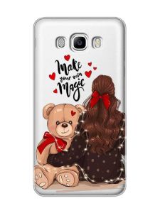 Прозорий чохол на SAMSUNG Galaxy J7(2016) J710 Дівчина з ведмедиком (принт 188)