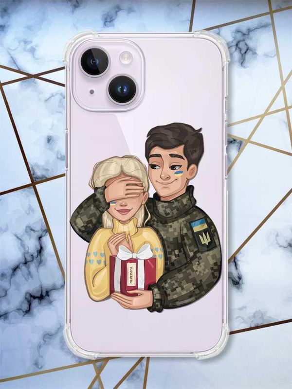Чохол із потовщеними кутами на iPhone 14 Подарунок Перемога (патріотичний принт 178)
